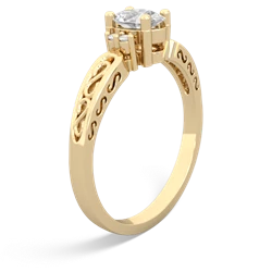 White Topaz Filligree Scroll Oval 14K Yellow Gold ring R0812
