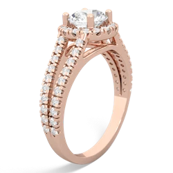 White Topaz Pave Halo 14K Rose Gold ring R5490