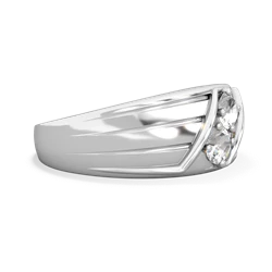 White Topaz Men's Streamline 14K White Gold ring R0460