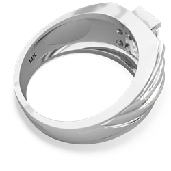 White Topaz Men's 9X7mm Emerald-Cut 14K White Gold ring R1835