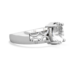 White Topaz Art Deco Filigree 14K White Gold ring R2322