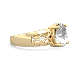 White Topaz Art Deco Filigree 14K Yellow Gold ring R2322