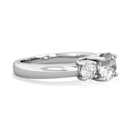 White Topaz Diamond Three Stone Round Trellis 14K White Gold ring R4018