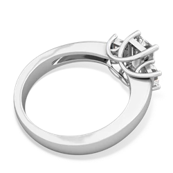 White Topaz Diamond Three Stone Emerald-Cut Trellis 14K White Gold ring R4021