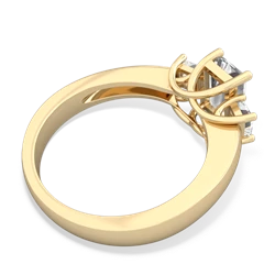 White Topaz Diamond Three Stone Emerald-Cut Trellis 14K Yellow Gold ring R4021