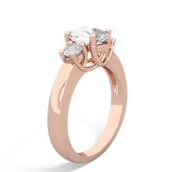 White Topaz Diamond Three Stone Oval Trellis 14K Rose Gold ring R4024