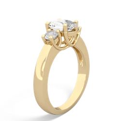 White Topaz Diamond Three Stone Oval Trellis 14K Yellow Gold ring R4024