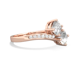 White Topaz Channel Set Two Stone 14K Rose Gold ring R5303