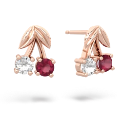 White Topaz Sweet Cherries 14K Rose Gold earrings E7001