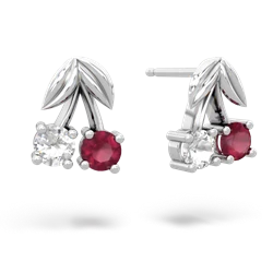 White Topaz Sweet Cherries 14K White Gold earrings E7001