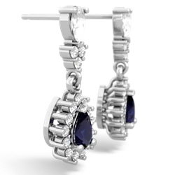 White Topaz Halo Pear Dangle 14K White Gold earrings E1882