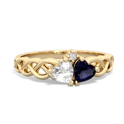 White Topaz Heart To Heart Braid 14K Yellow Gold ring R5870