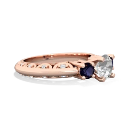 White Topaz Art Deco Eternal Embrace Engagement 14K Rose Gold ring C2003