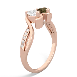 White Topaz Side By Side 14K Rose Gold ring R3090