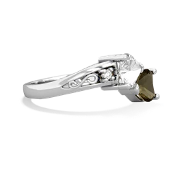 White Topaz Snuggling Hearts 14K White Gold ring R2178