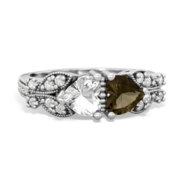 White Topaz Diamond Butterflies 14K White Gold ring R5601