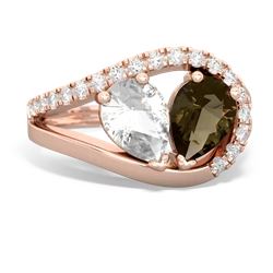 White Topaz Nestled Heart Keepsake 14K Rose Gold ring R5650