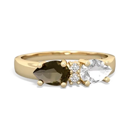 White Topaz Pear Bowtie 14K Yellow Gold ring R0865