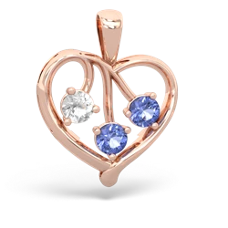 White Topaz Glowing Heart 14K Rose Gold pendant P2233