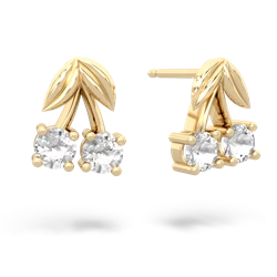 White Topaz Sweet Cherries 14K Yellow Gold earrings E7001