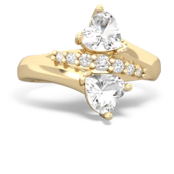 White Topaz Heart To Heart 14K Yellow Gold ring R2064