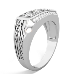 Ruby Three Stone Tire Tread Men's 14K White Gold ring R0520