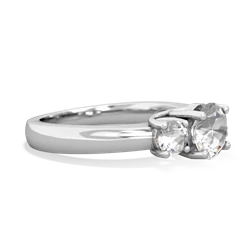 Ruby Three Stone Round Trellis 14K White Gold ring R4018
