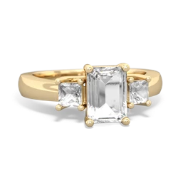 Sapphire Three Stone Emerald-Cut Trellis 14K Yellow Gold ring R4021