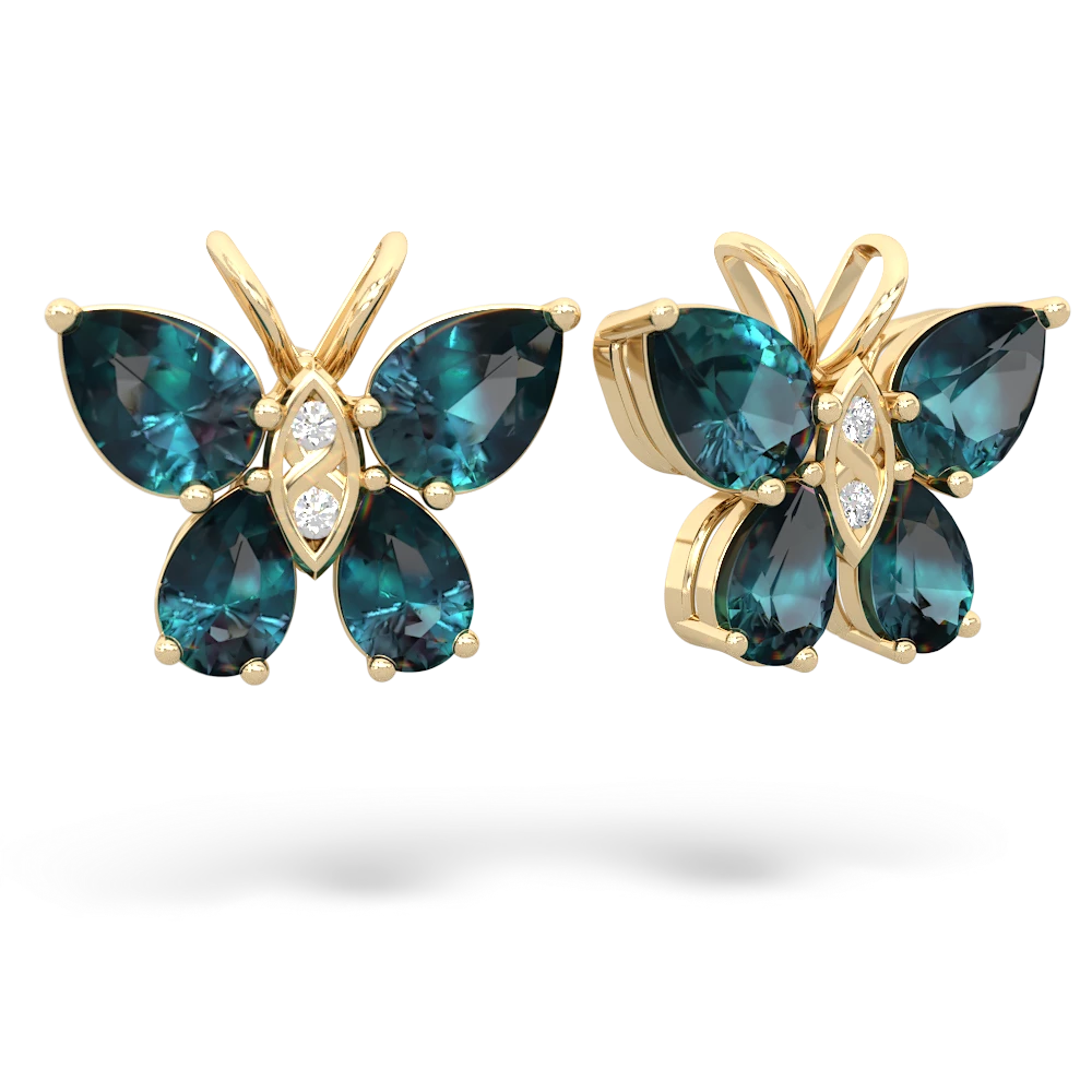 Alexandrite Butterfly 14K Yellow Gold earrings E2215