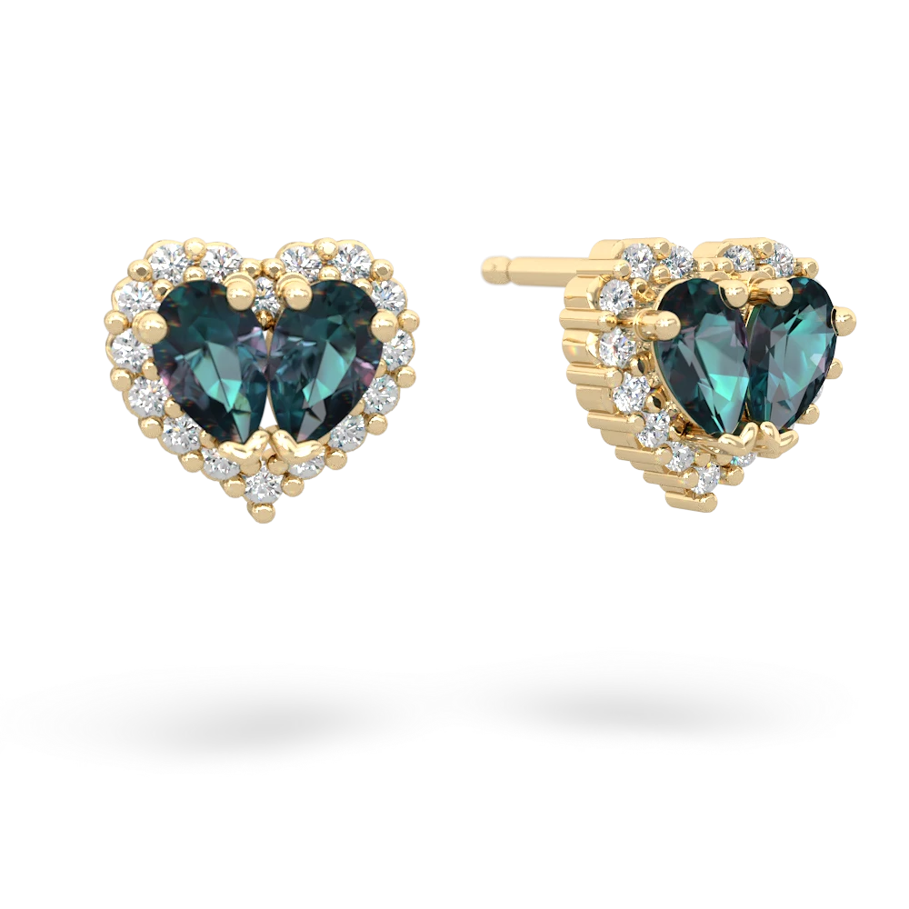 Alexandrite Halo 14K Yellow Gold earrings E7008