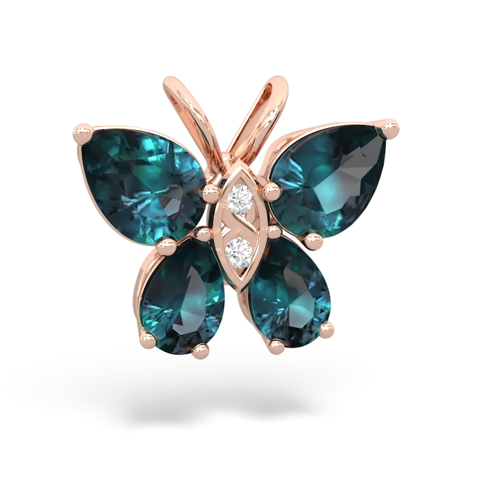 Alexandrite Butterfly 14K Rose Gold pendant P2215