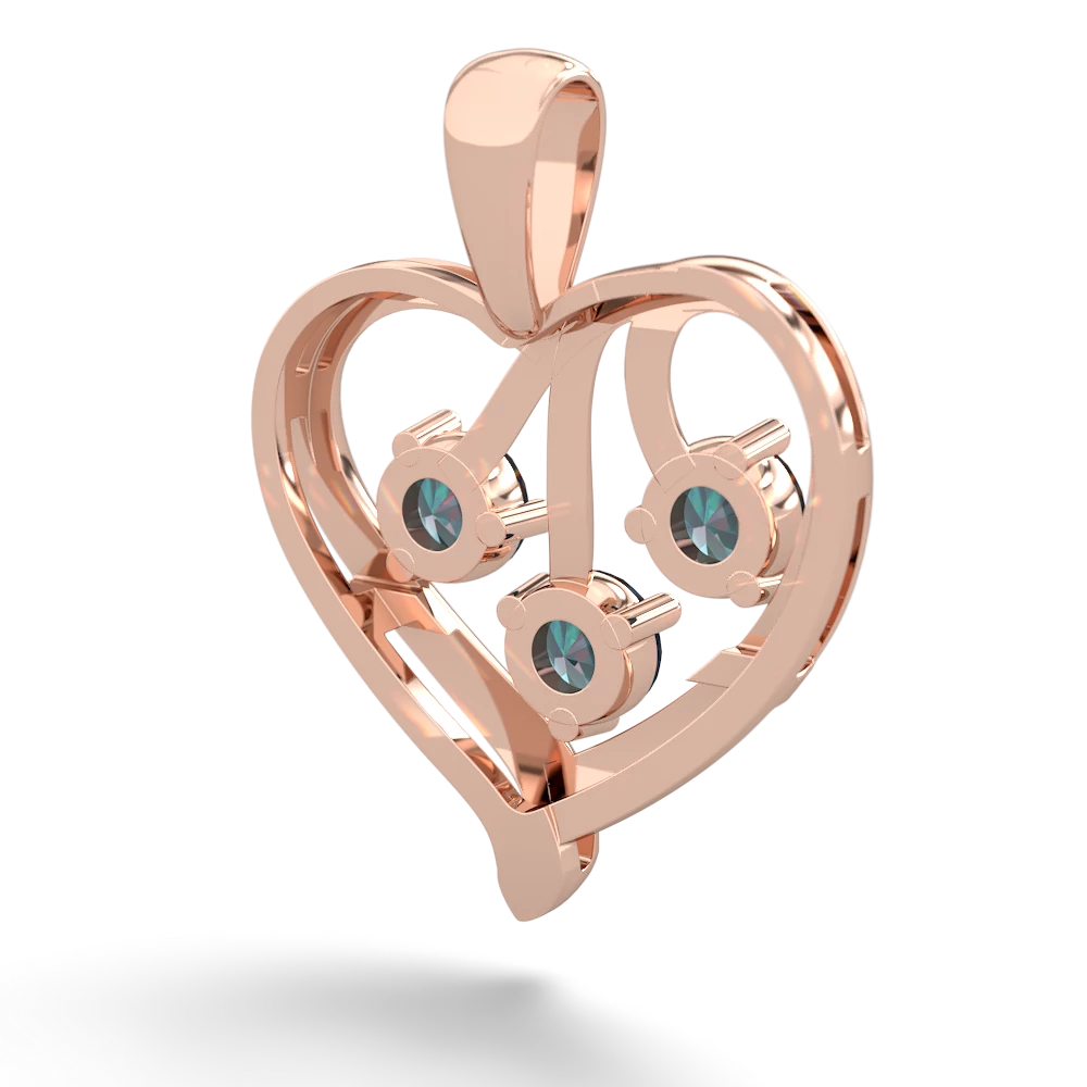 Blue Topaz Glowing Heart 14K Rose Gold pendant P2233