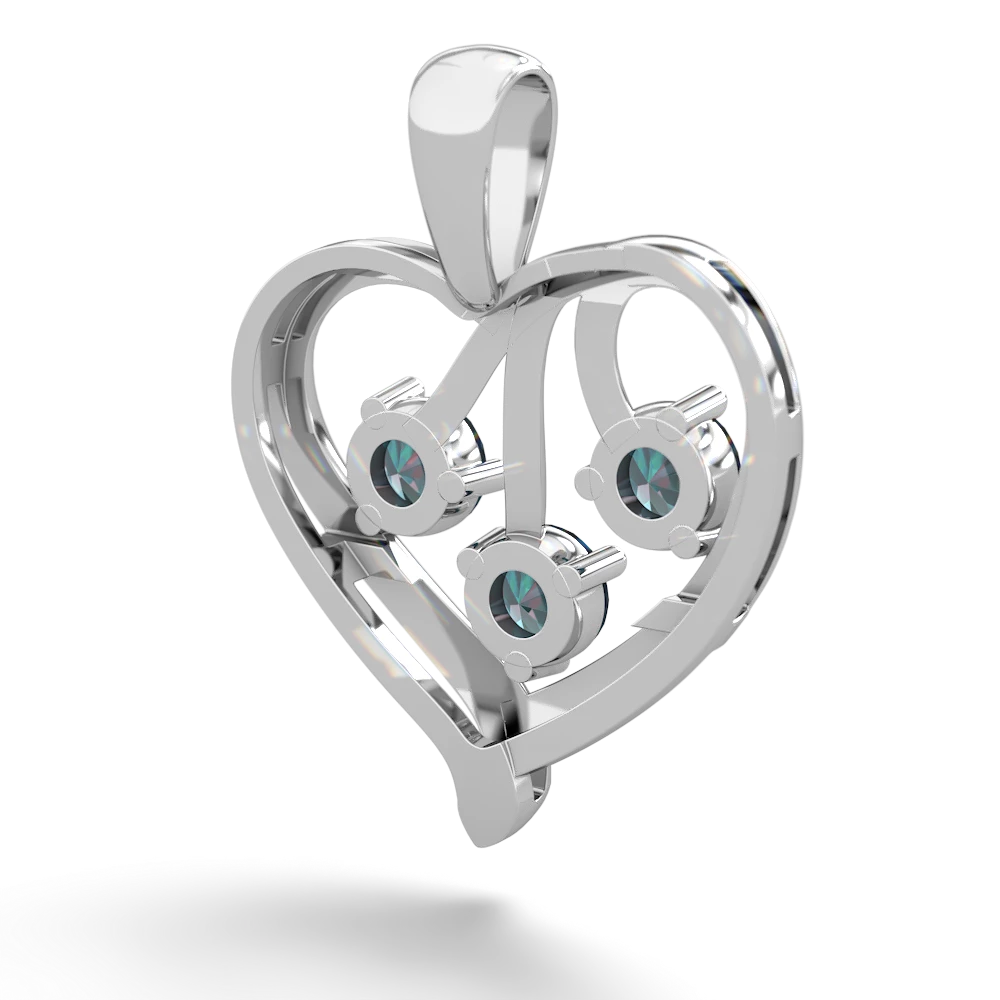 Alexandrite Glowing Heart 14K White Gold pendant P2233