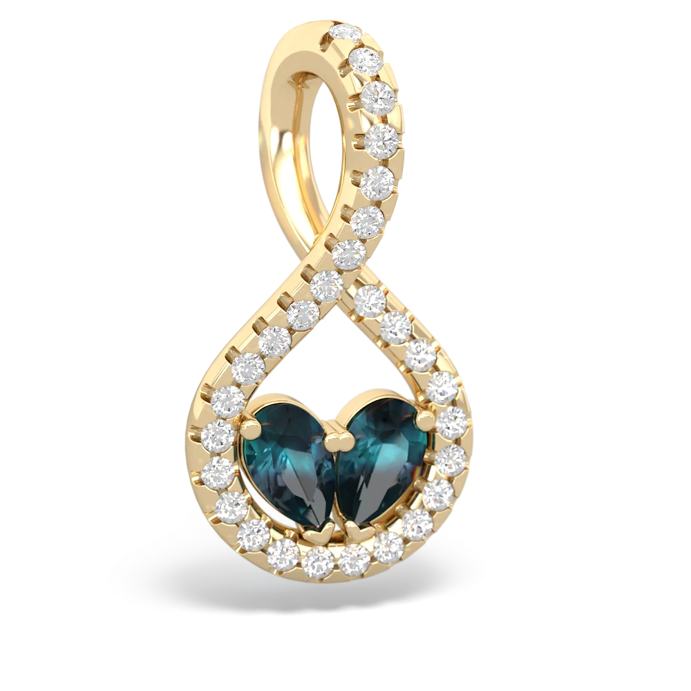 Alexandrite Pave Twist 'One Heart' 14K Yellow Gold pendant P5360