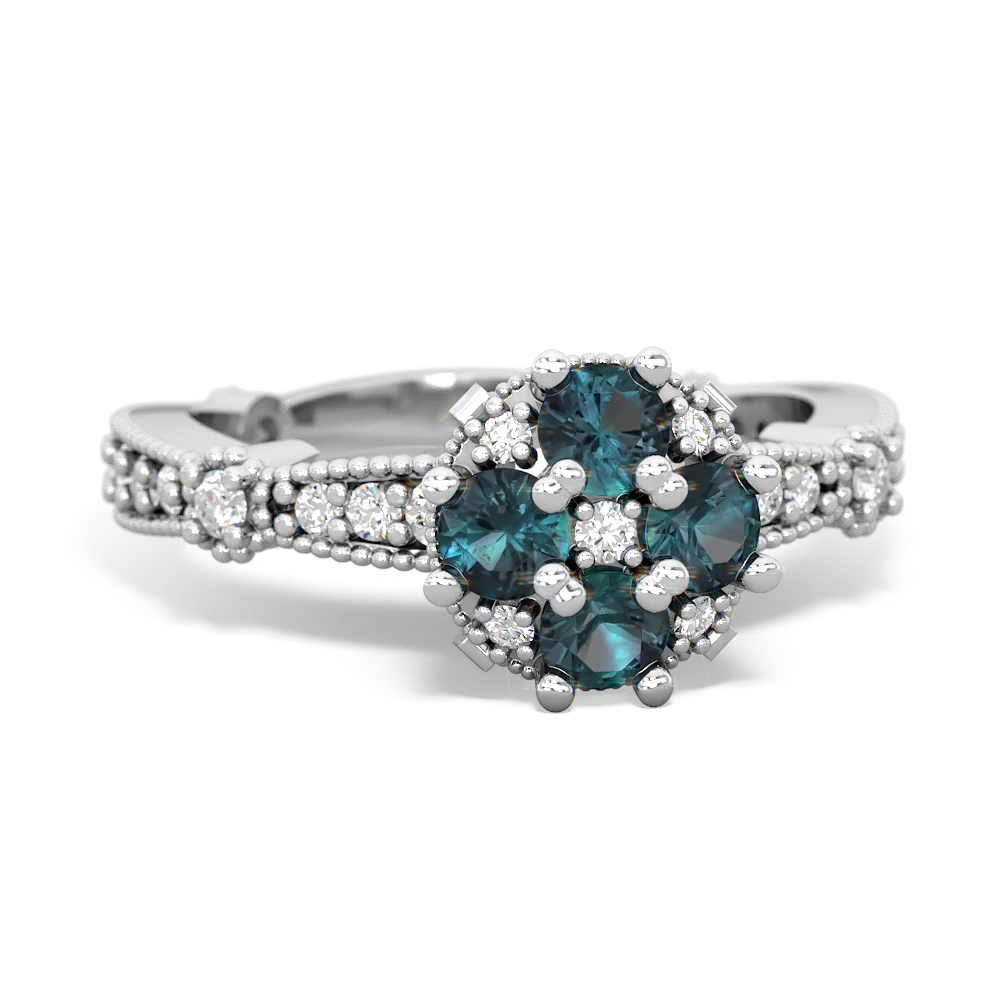 Alexandrite Sparkling Tiara Cluster 14K White Gold ring R26293RD