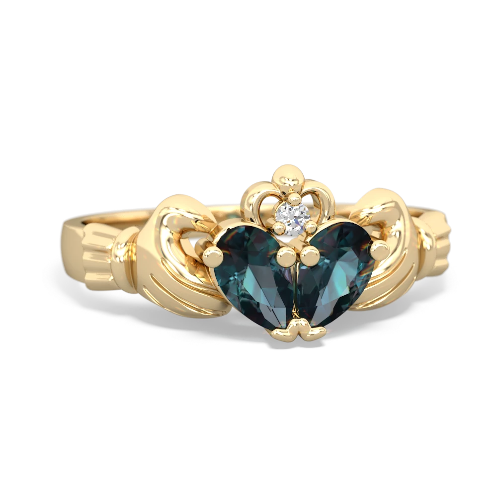 Alexandrite 'Our Heart' Claddagh 14K Yellow Gold ring R2388