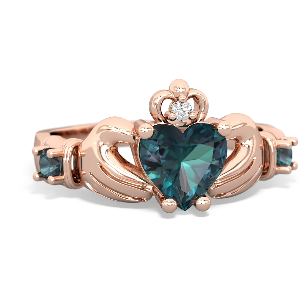 White Topaz Claddagh Keepsake 14K Rose Gold ring R5245