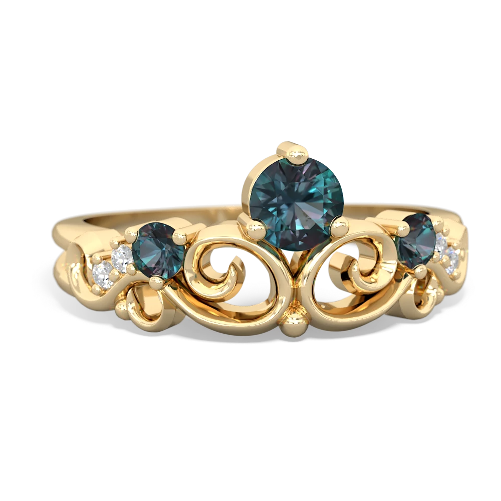 Lab Sapphire Crown Keepsake 14K Yellow Gold ring R5740