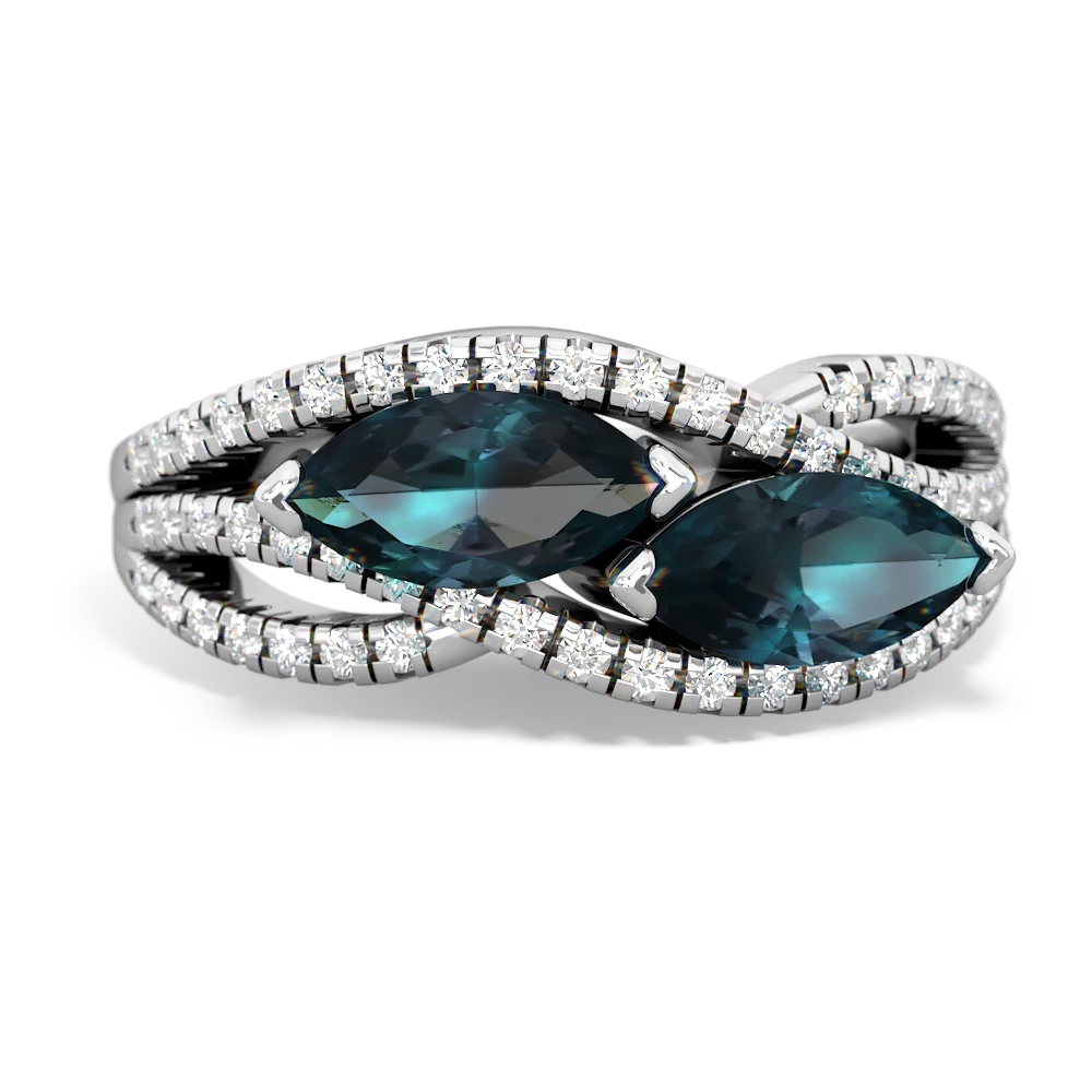 Alexandrite Diamond Rivers 14K White Gold ring R3070