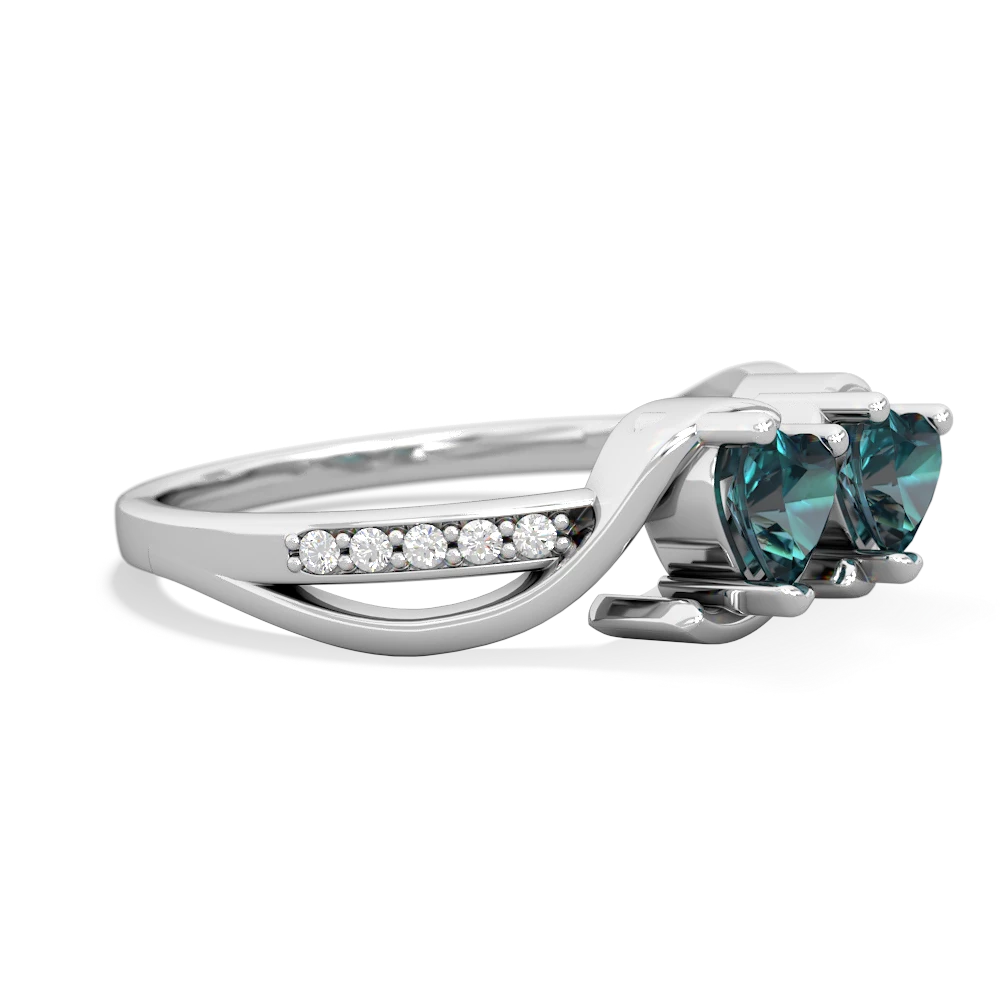 Alexandrite Side By Side 14K White Gold ring R3090