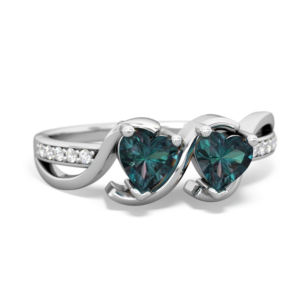 Alexandrite Side By Side 14K White Gold ring R3090