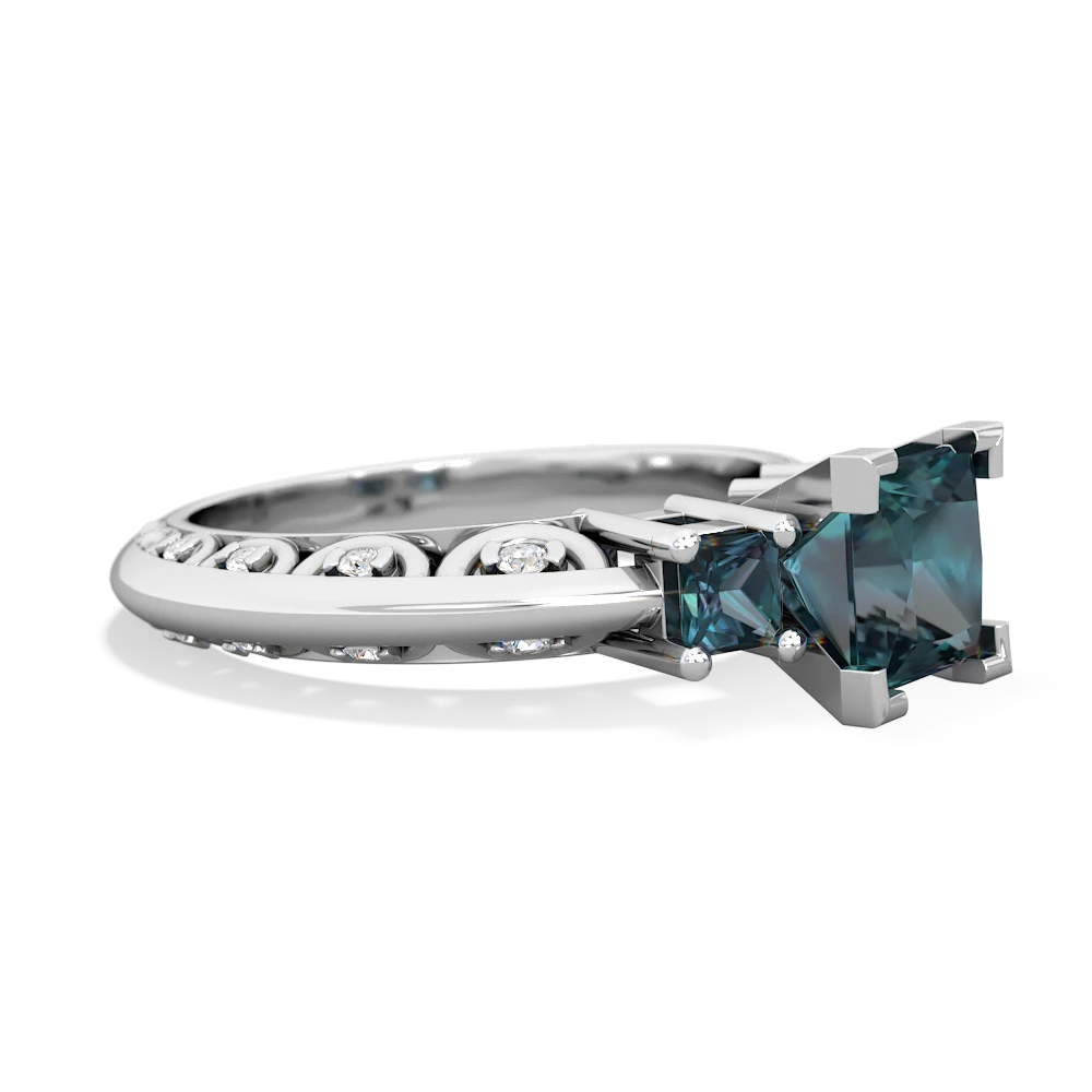 Aquamarine Eternal Embrace Engagement 14K White Gold ring C2001