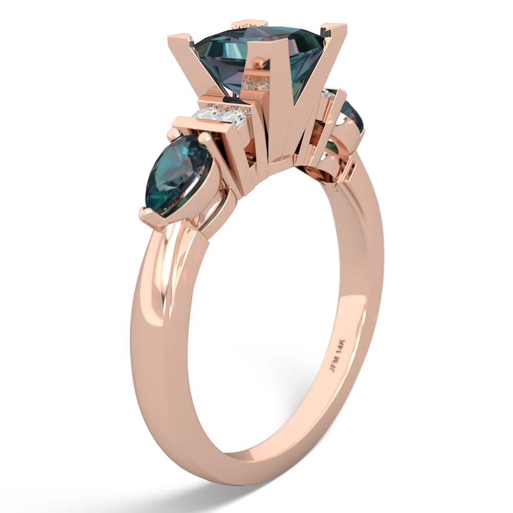 Onyx 6Mm Princess Eternal Embrace Engagement 14K Rose Gold ring C2002