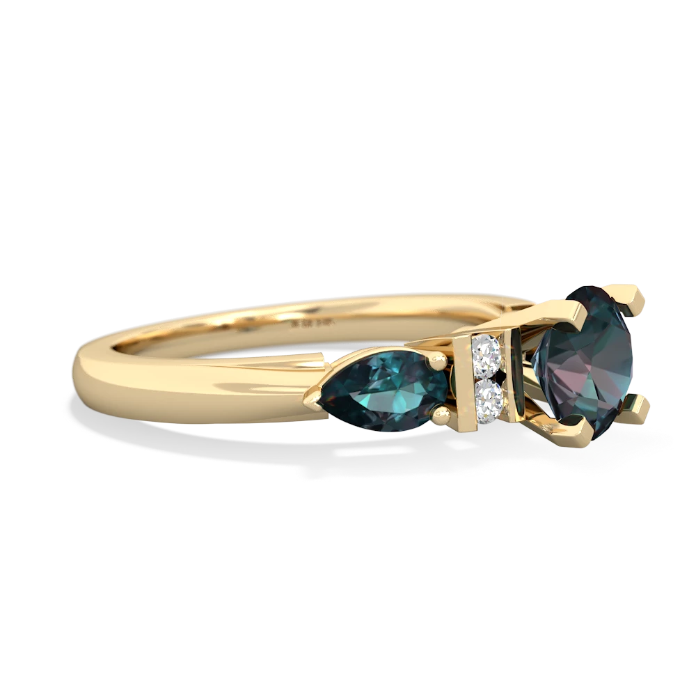 Jade 6Mm Round Eternal Embrace Engagement 14K Yellow Gold ring R2005