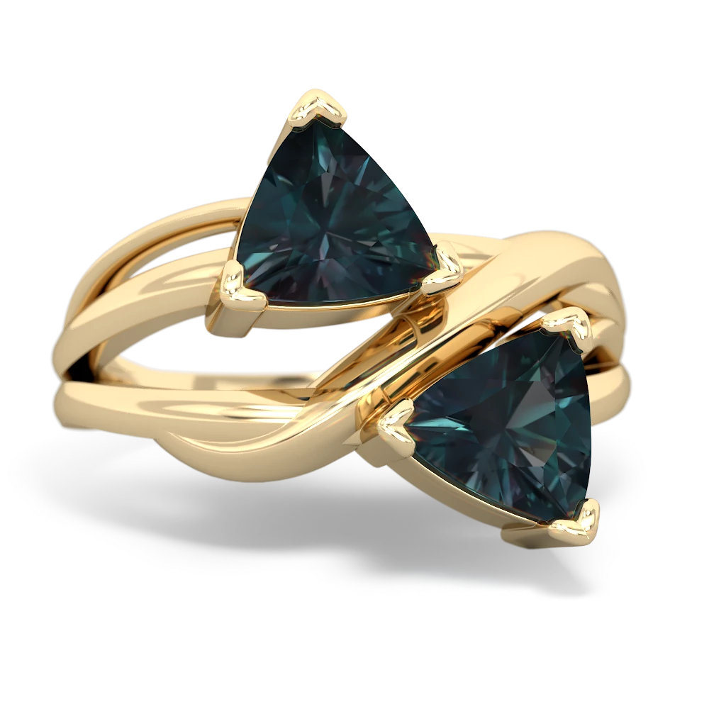 Alexandrite Split Band Swirl 14K Yellow Gold ring R2341