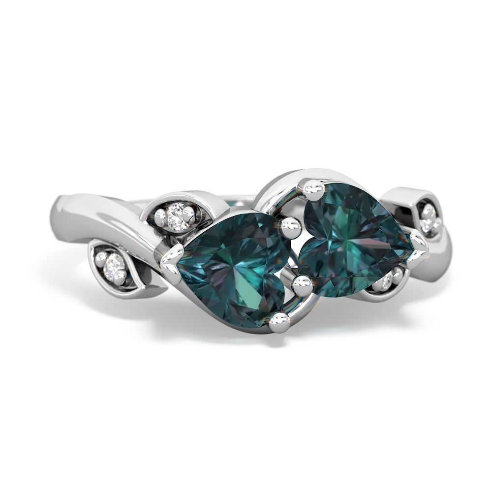 Alexandrite Floral Elegance 14K White Gold ring R5790