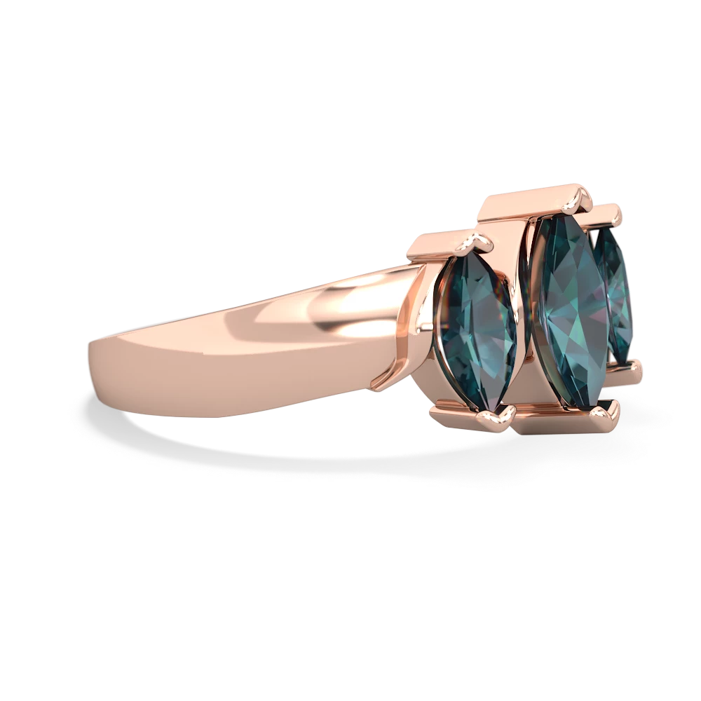 Aquamarine Three Peeks 14K Rose Gold ring R2433