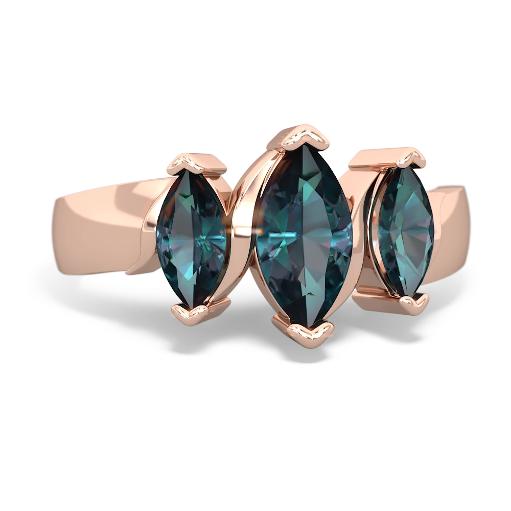 Alexandrite Three Peeks 14K Rose Gold ring R2433