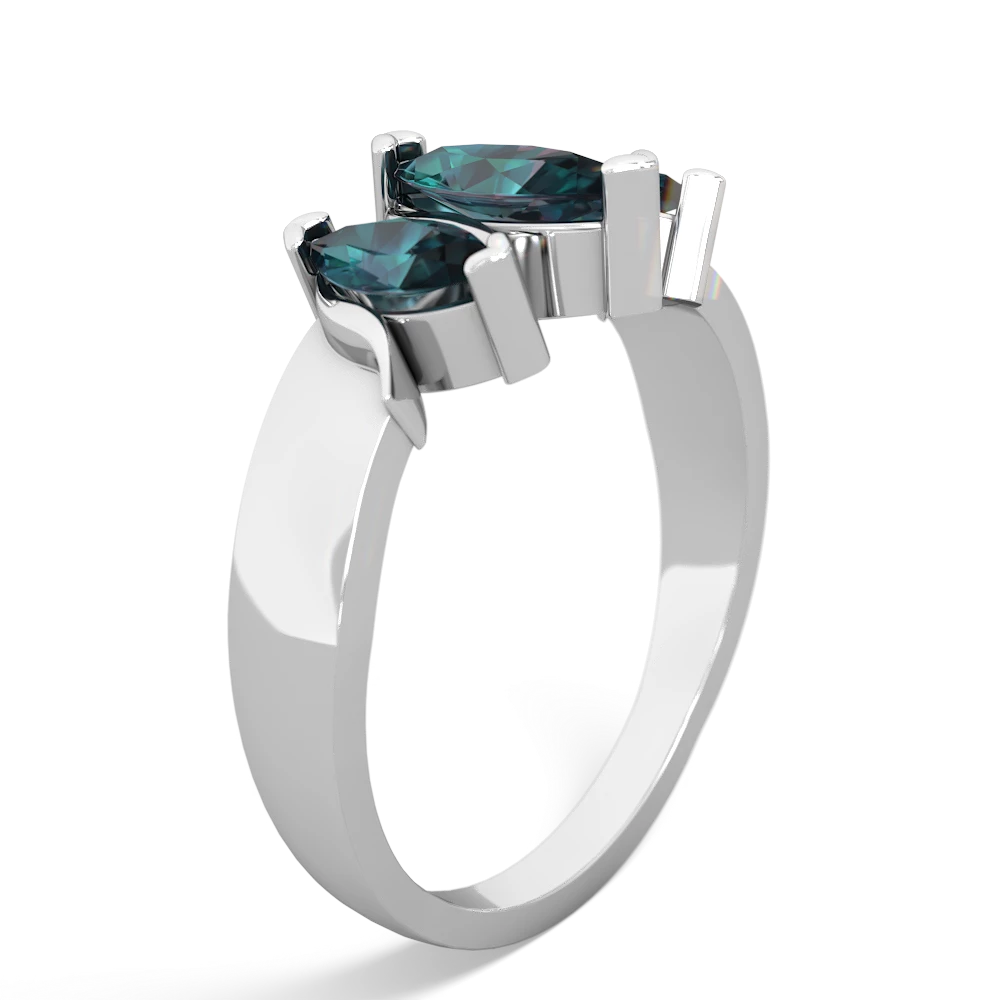 Lab Emerald Three Peeks 14K White Gold ring R2433