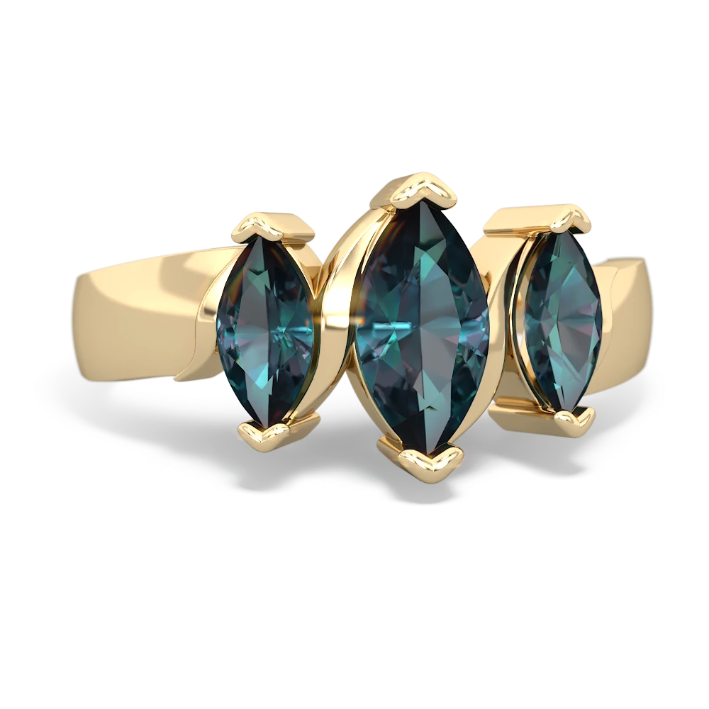 Smoky Quartz Three Peeks 14K Yellow Gold ring R2433